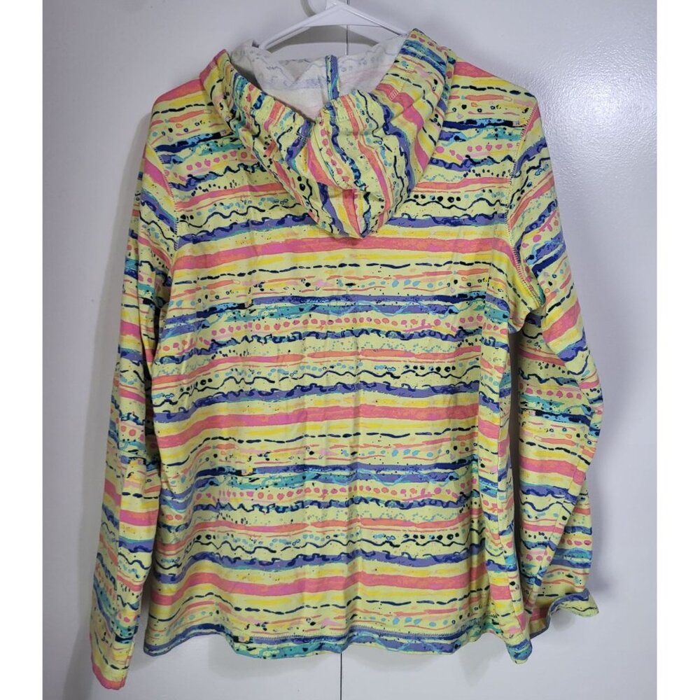 SUN BAY Petite Women's PXL Full Zip Hooded Jacket Colorful Neon Beach VTG - Picture 2 of 6